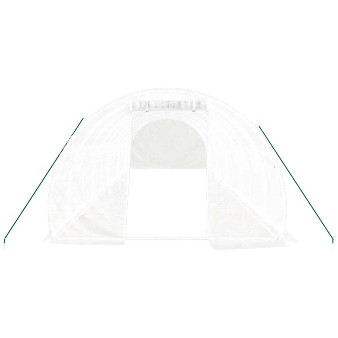 Växthus med stålram vit 30 m² vidaXL 10 x 3 x 2 m – bild 4