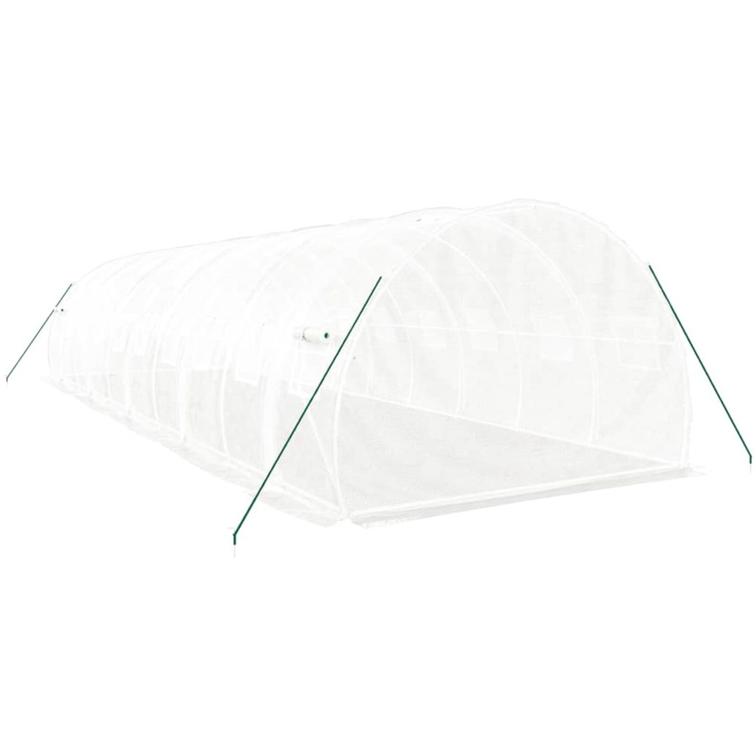 Växthus med stålram vit 30 m² vidaXL 10 x 3 x 2 m – bild 6