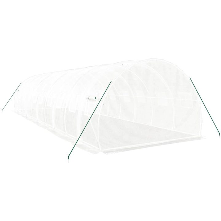 Växthus med stålram vit 30 m² vidaXL 10 x 3 x 2 m – bild 6