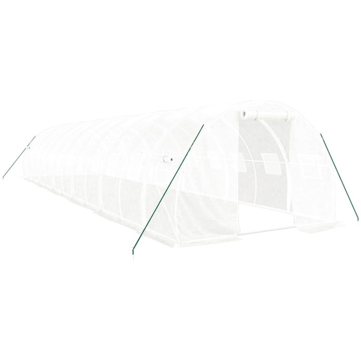Växthus med stålram vit 36 m² vidaXL 12 x 3 x 2 m – bild 2