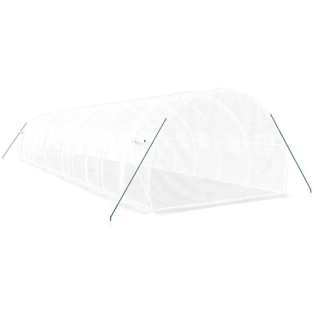 Växthus med stålram vit 36 m² vidaXL 12 x 3 x 2 m – bild 6