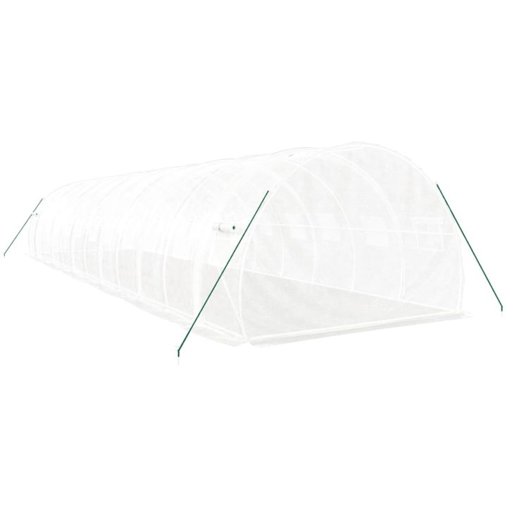 Växthus med stålram vit 36 m² vidaXL 12 x 3 x 2 m – bild 6