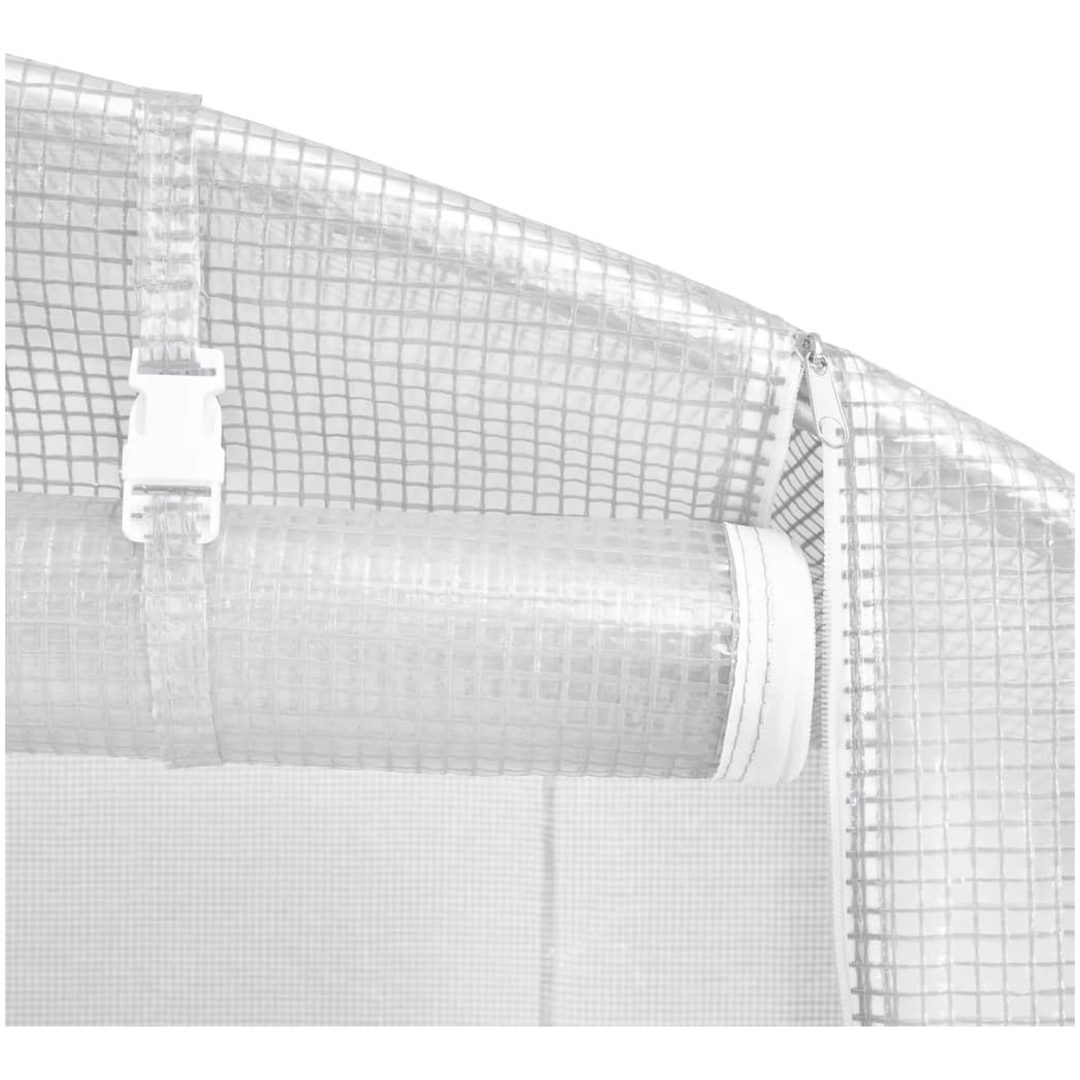 Växthus med stålram vit 36 m² vidaXL 12 x 3 x 2 m – bild 8