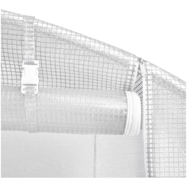 Växthus med stålram vit 36 m² vidaXL 12 x 3 x 2 m – bild 8
