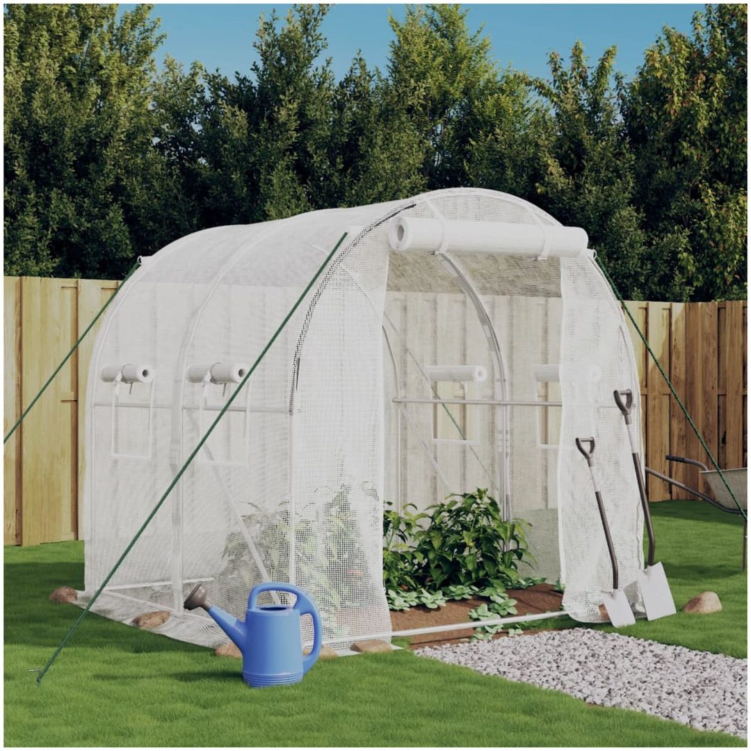 Växthus med stålram vit 4 m² vidaXL 2 x 2 x 2 m