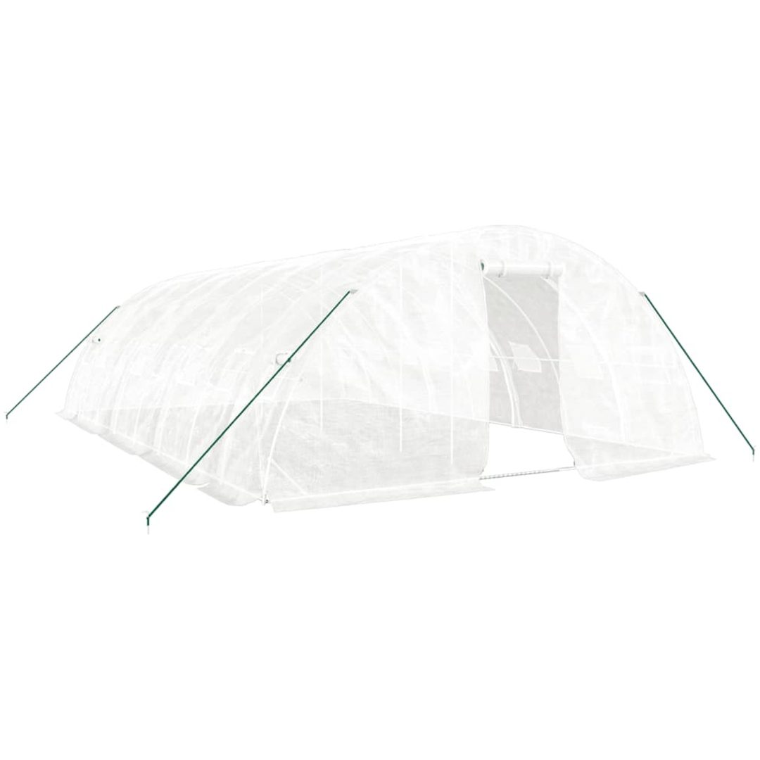 Växthus med stålram vit 40 m² vidaXL 8 x 5 x 2.3 m – bild 2