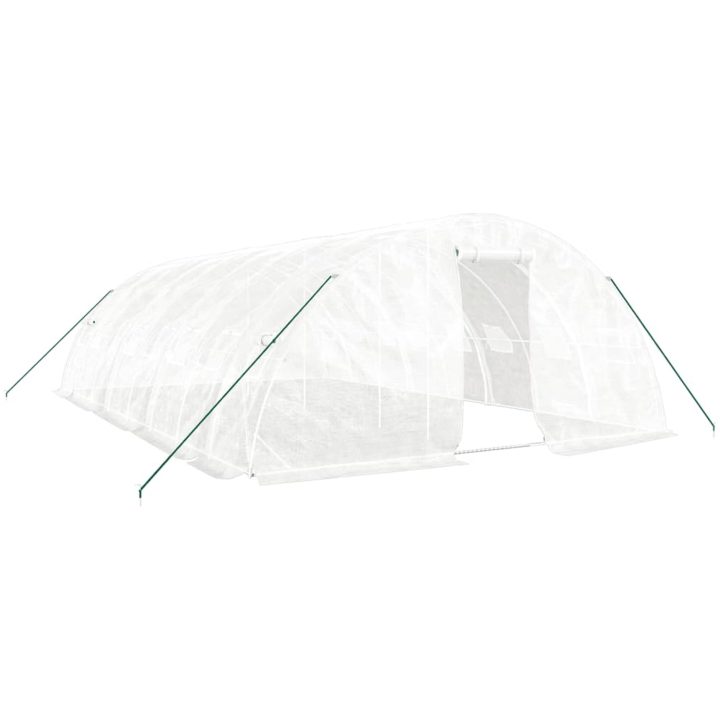Växthus med stålram vit 40 m² vidaXL 8 x 5 x 2.3 m – bild 2