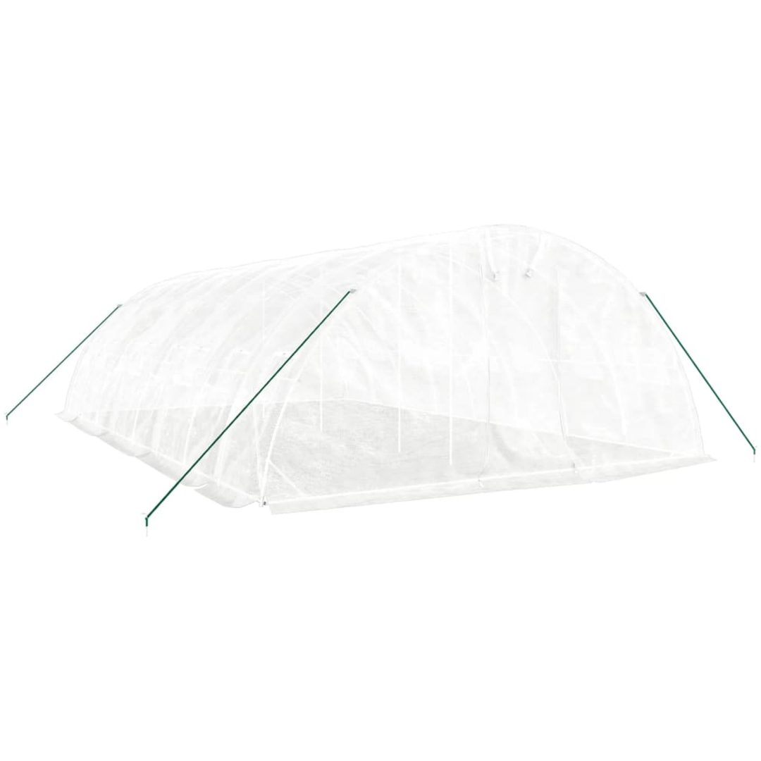 Växthus med stålram vit 40 m² vidaXL 8 x 5 x 2.3 m – bild 3