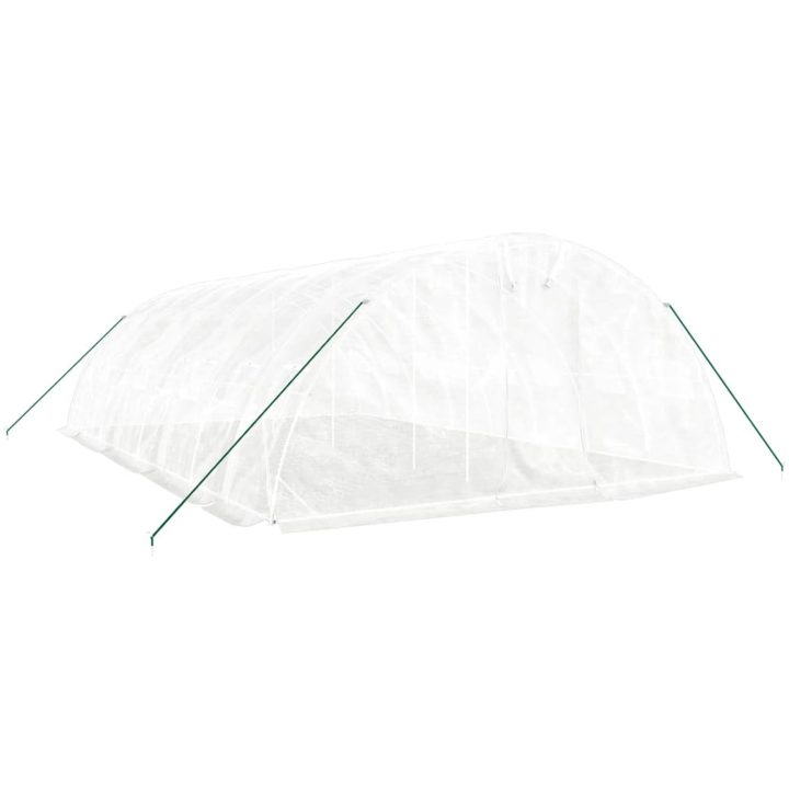 Växthus med stålram vit 40 m² vidaXL 8 x 5 x 2.3 m – bild 3