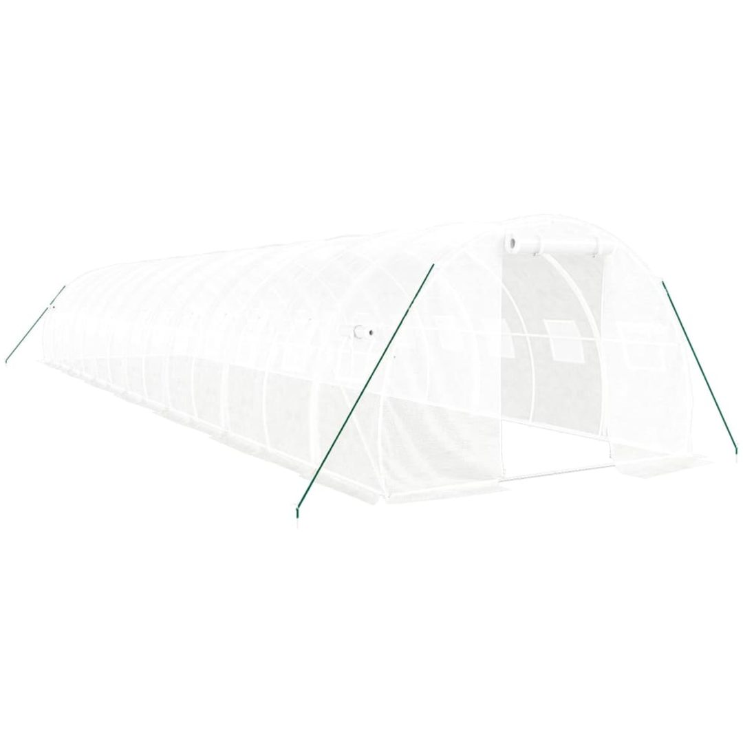 Växthus med stålram vit 42 m² vidaXL 14 x 3 x 2 m – bild 2