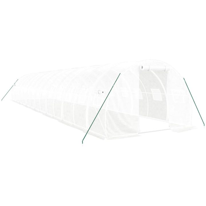 Växthus med stålram vit 42 m² vidaXL 14 x 3 x 2 m – bild 2