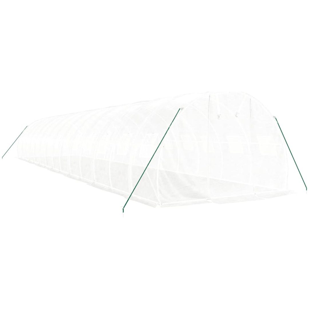 Växthus med stålram vit 42 m² vidaXL 14 x 3 x 2 m – bild 3