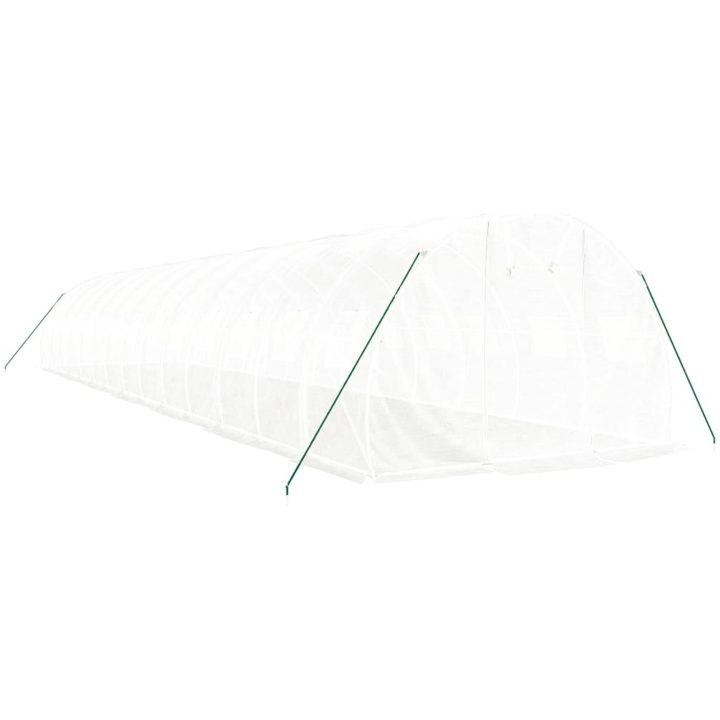 Växthus med stålram vit 42 m² vidaXL 14 x 3 x 2 m – bild 3