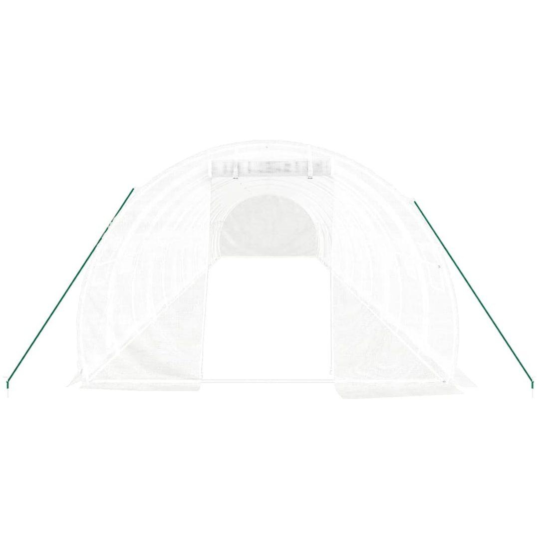 Växthus med stålram vit 42 m² vidaXL 14 x 3 x 2 m – bild 4
