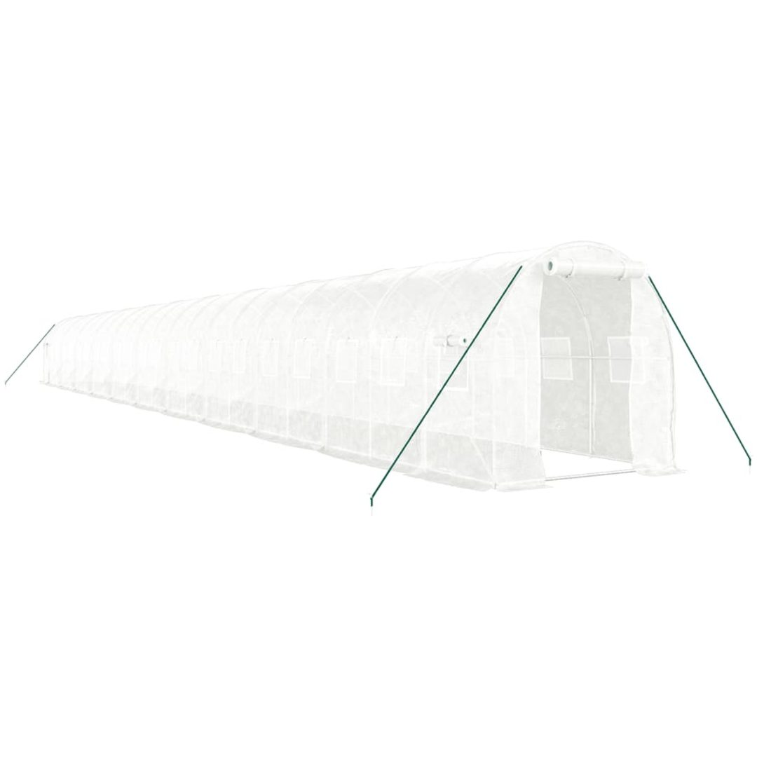Växthus med stålram vit 44 m² vidaXL 22 x 2 x 2 m – bild 2