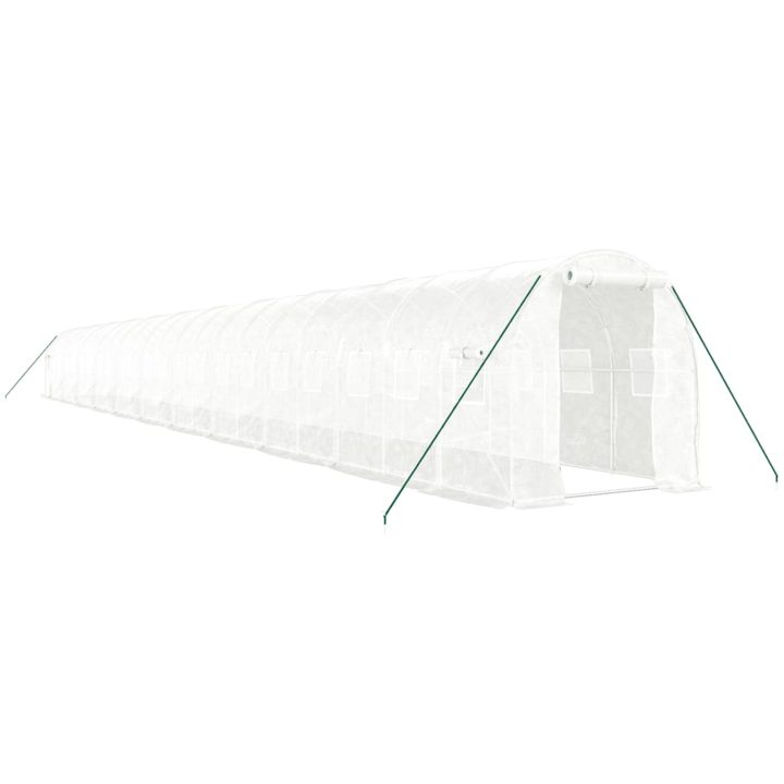 Växthus med stålram vit 44 m² vidaXL 22 x 2 x 2 m – bild 2