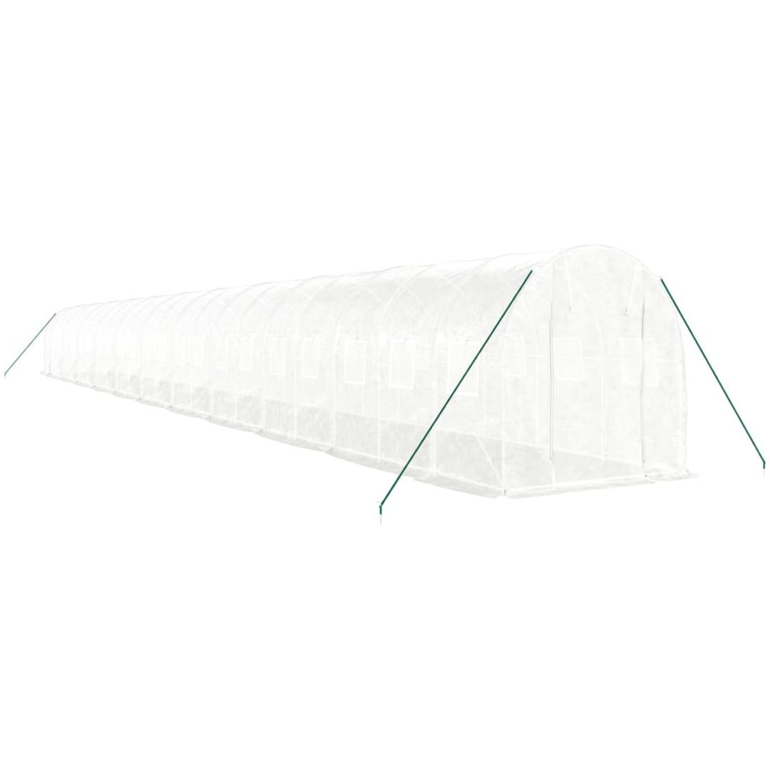 Växthus med stålram vit 44 m² vidaXL 22 x 2 x 2 m – bild 3