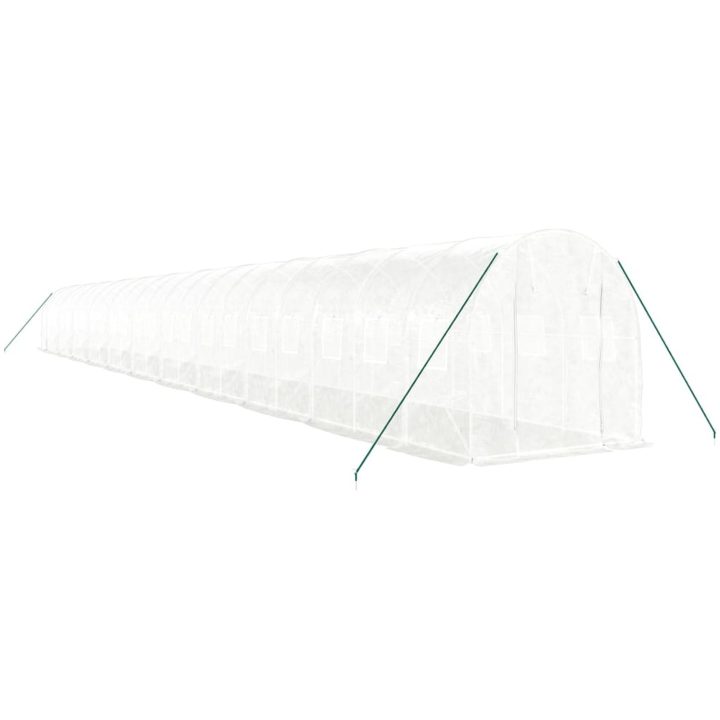 Växthus med stålram vit 44 m² vidaXL 22 x 2 x 2 m – bild 3