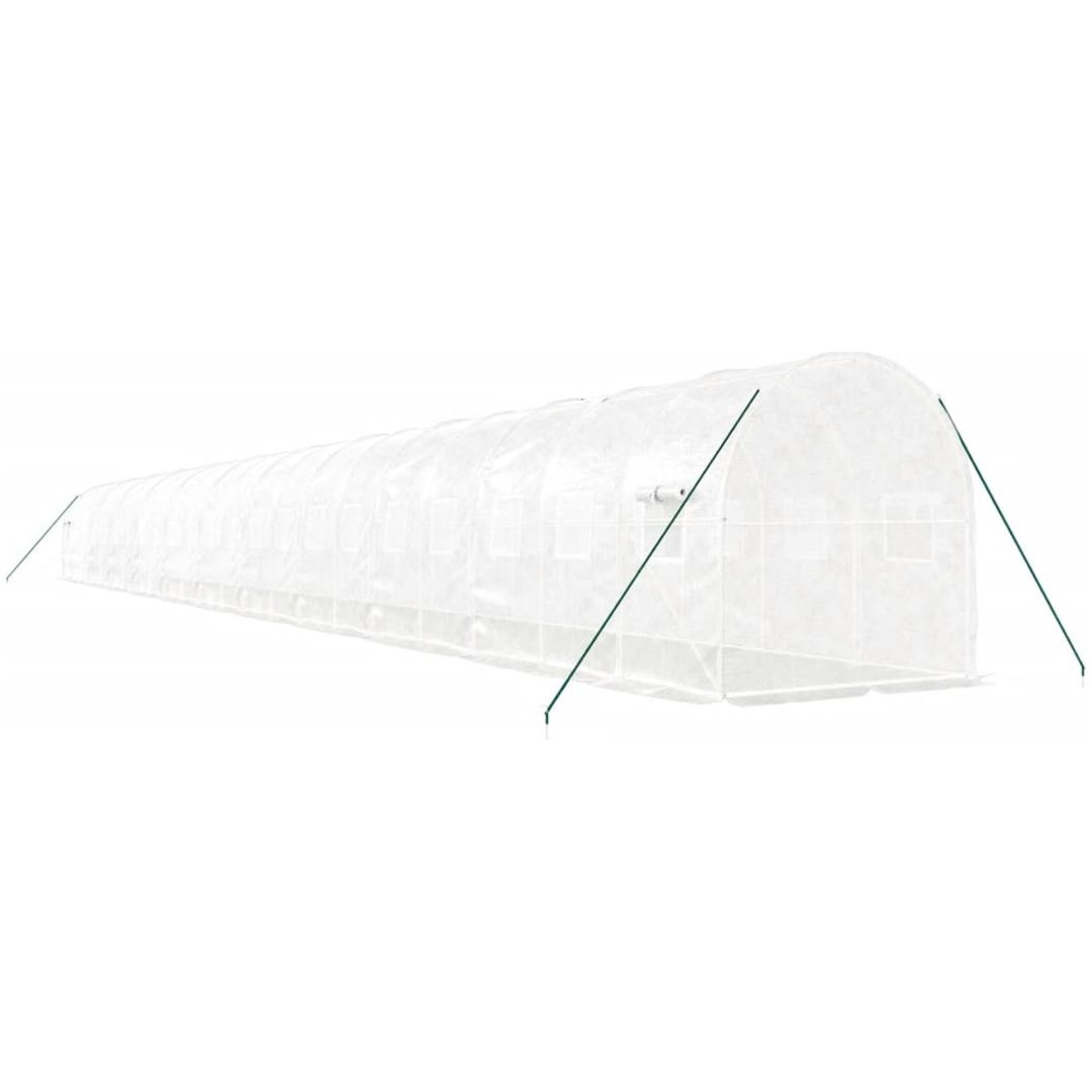Växthus med stålram vit 44 m² vidaXL 22 x 2 x 2 m – bild 6