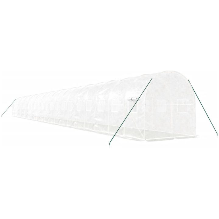 Växthus med stålram vit 44 m² vidaXL 22 x 2 x 2 m – bild 6