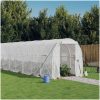 Växthus med stålram vit 44 m² vidaXL 22 x 2 x 2 m – miniatyr 1