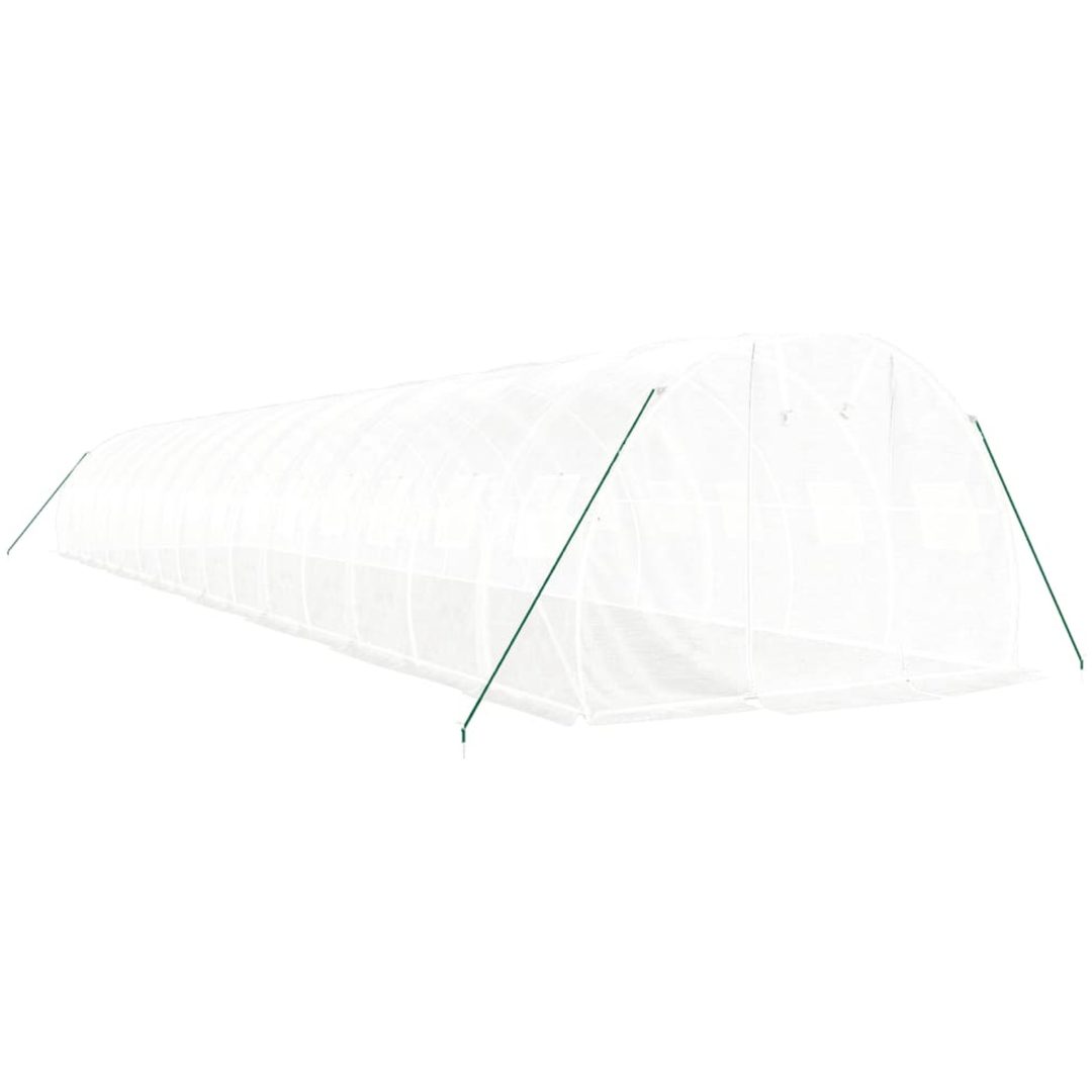 Växthus med stålram vit 48 m² vidaXL 16 x 3 x 2 m – bild 3