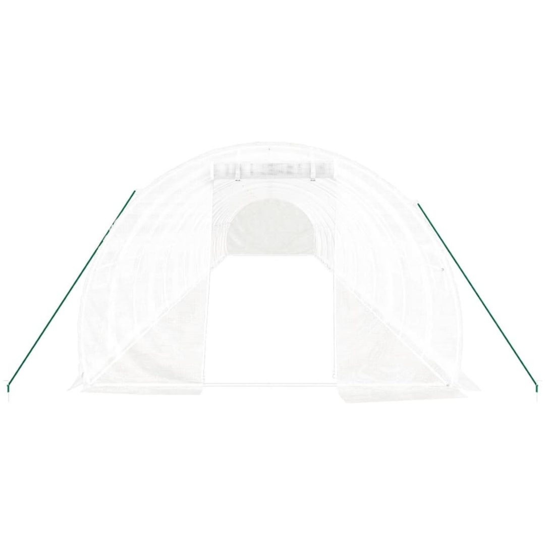 Växthus med stålram vit 48 m² vidaXL 16 x 3 x 2 m – bild 4