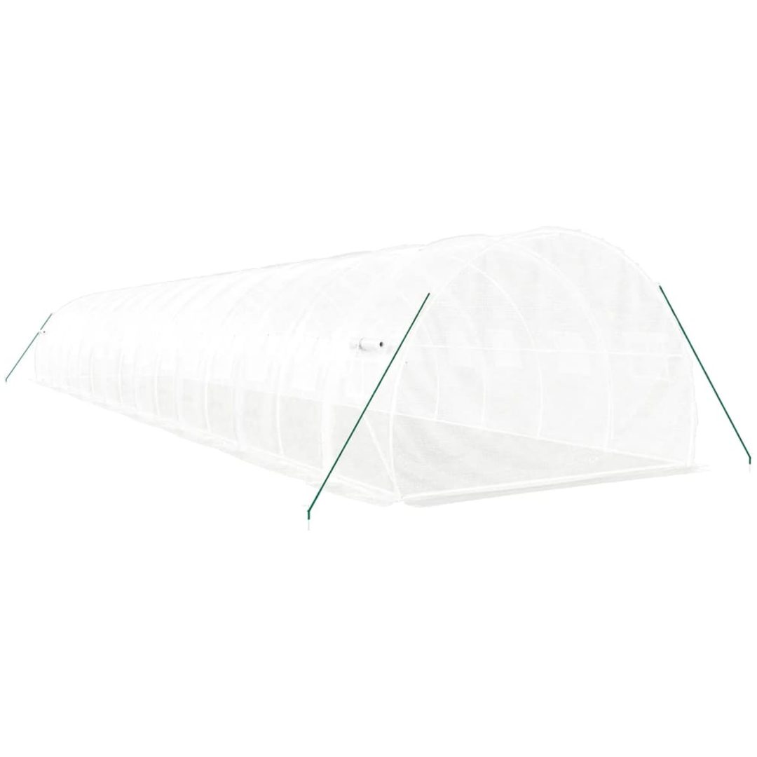 Växthus med stålram vit 48 m² vidaXL 16 x 3 x 2 m – bild 6