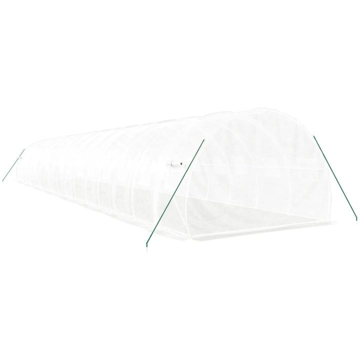 Växthus med stålram vit 48 m² vidaXL 16 x 3 x 2 m – bild 6