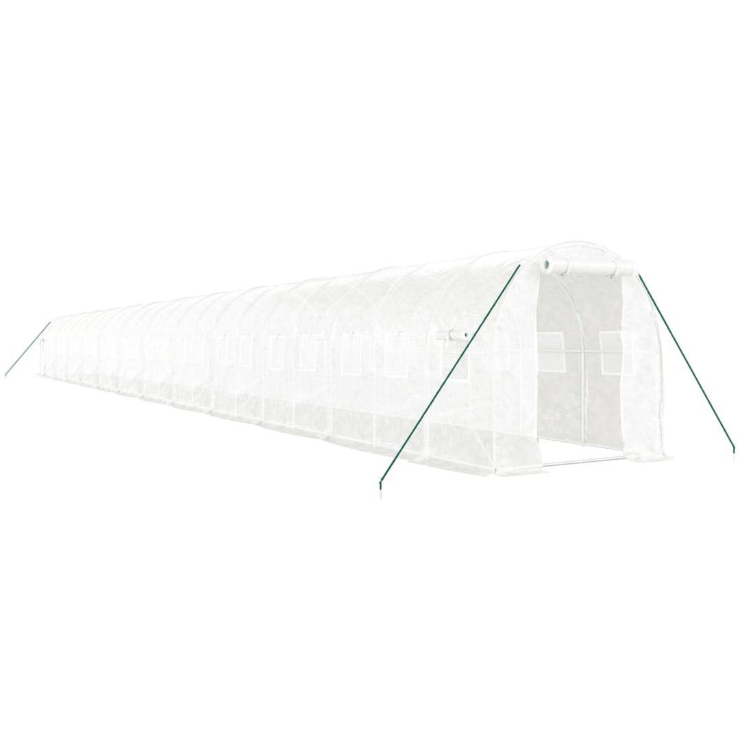 Växthus med stålram vit 48m² vidaXL 24 x 2 x 2 m – bild 2