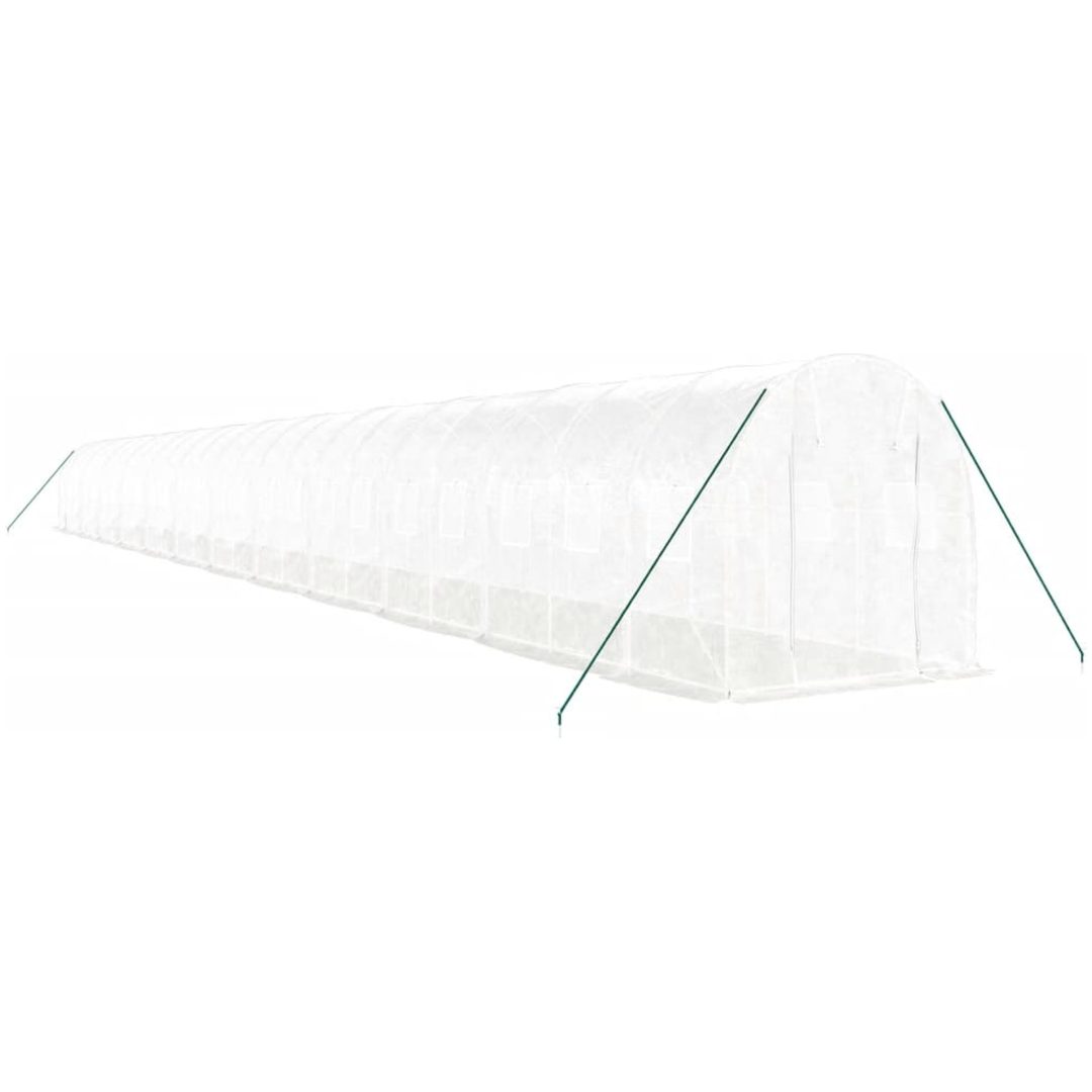 Växthus med stålram vit 48m² vidaXL 24 x 2 x 2 m – bild 3