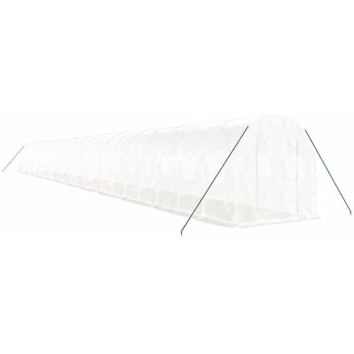 Växthus med stålram vit 48m² vidaXL 24 x 2 x 2 m – bild 3