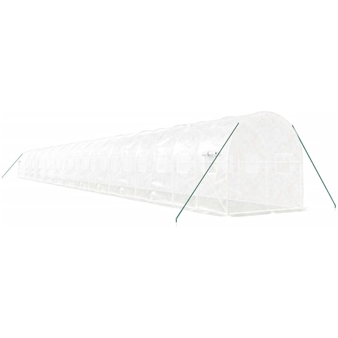 Växthus med stålram vit 48m² vidaXL 24 x 2 x 2 m – bild 6