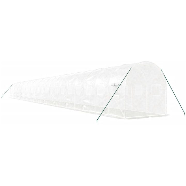 Växthus med stålram vit 48m² vidaXL 24 x 2 x 2 m – bild 6