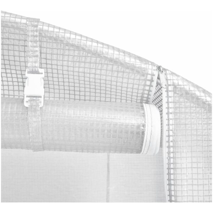 Växthus med stålram vit 48m² vidaXL 24 x 2 x 2 m – bild 8
