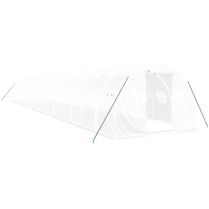 Växthus med stålram vit 54 m² vidaXL 18 x 3 x 2 m – bild 2