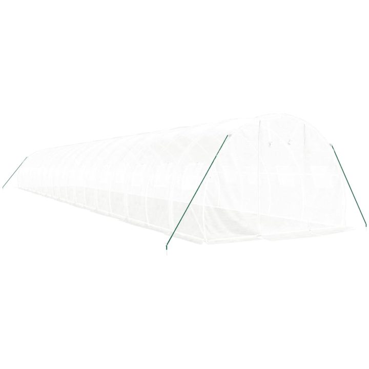 Växthus med stålram vit 54 m² vidaXL 18 x 3 x 2 m – bild 3