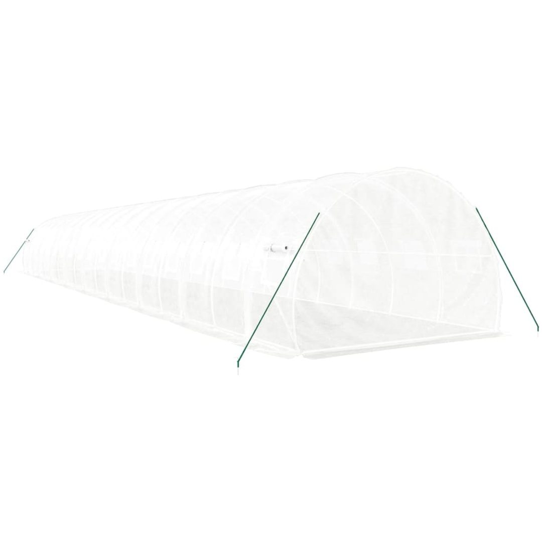 Växthus med stålram vit 54 m² vidaXL 18 x 3 x 2 m – bild 6