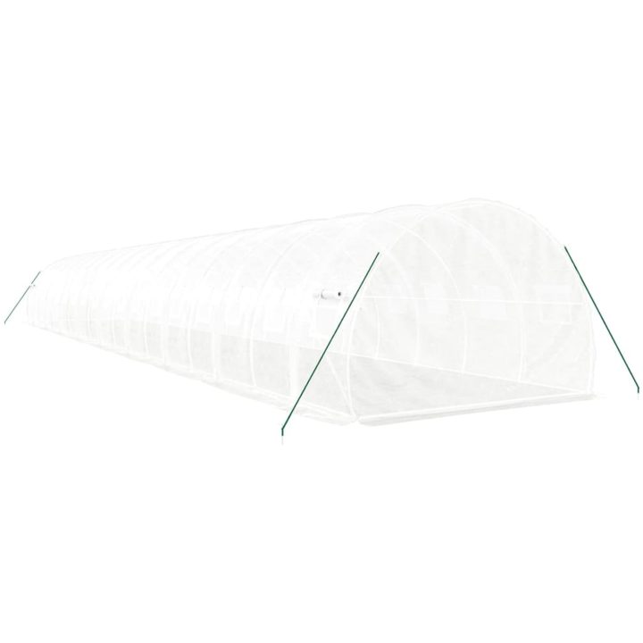 Växthus med stålram vit 54 m² vidaXL 18 x 3 x 2 m – bild 6