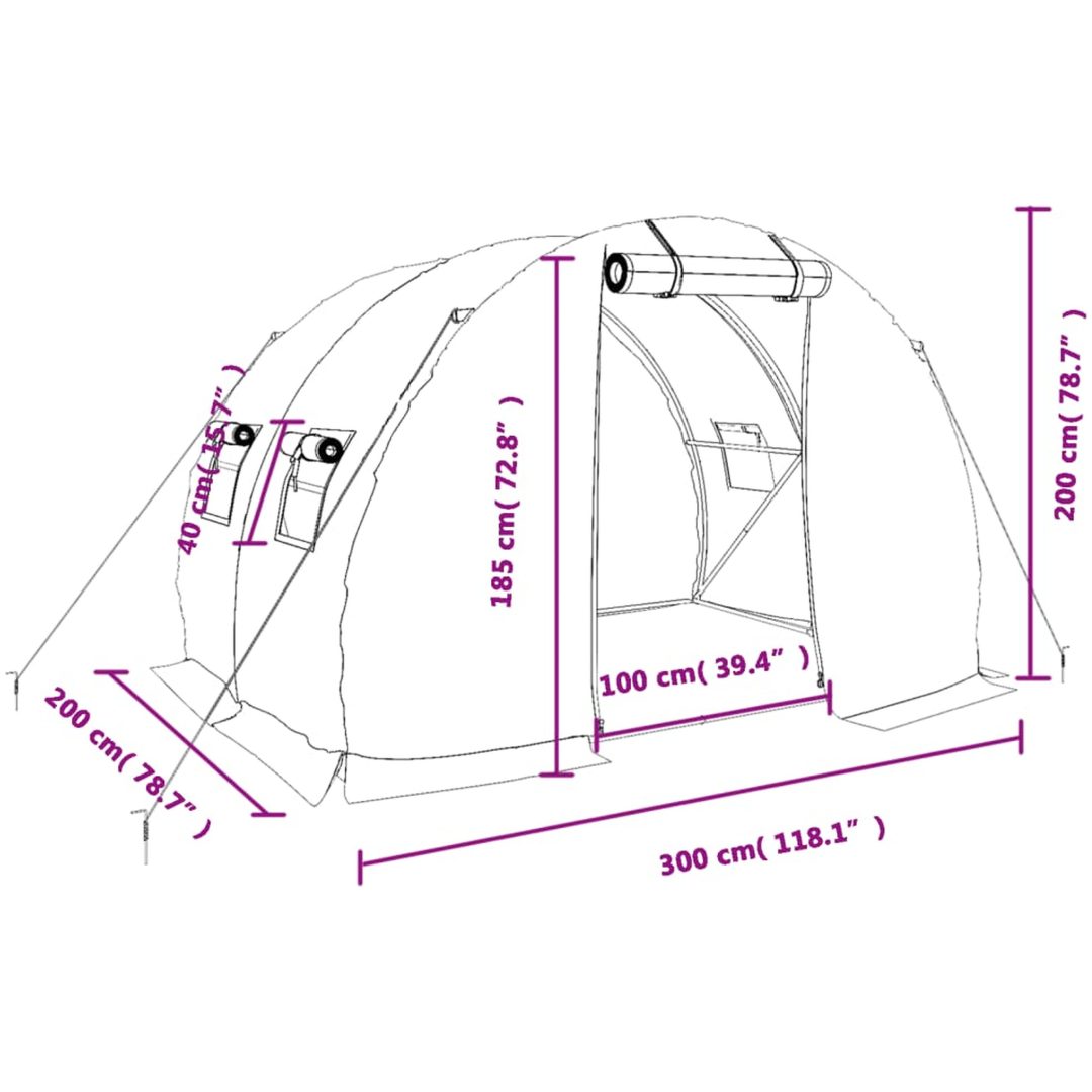 Växthus med stålram vit 6 m² vidaXL 3 x 2 x 2 m – bild 12