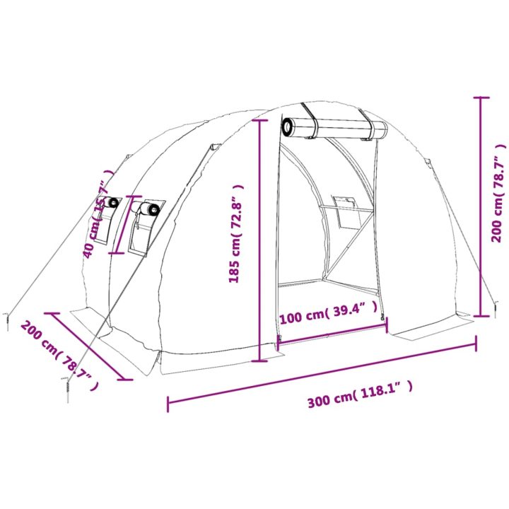Växthus med stålram vit 6 m² vidaXL 3 x 2 x 2 m – bild 12