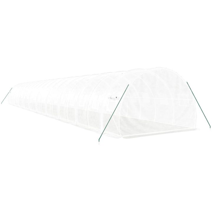 Växthus med stålram vit 60 m² vidaXL 20 x 3 x 2 m – bild 6