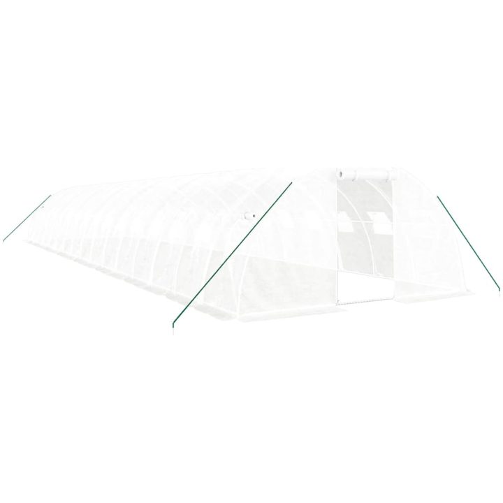 Växthus med stålram vit 64 m² vidaXL 16 x 4 x 2 m – bild 2