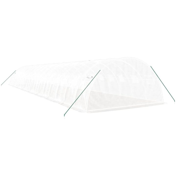 Växthus med stålram vit 64 m² vidaXL 16 x 4 x 2 m – bild 6