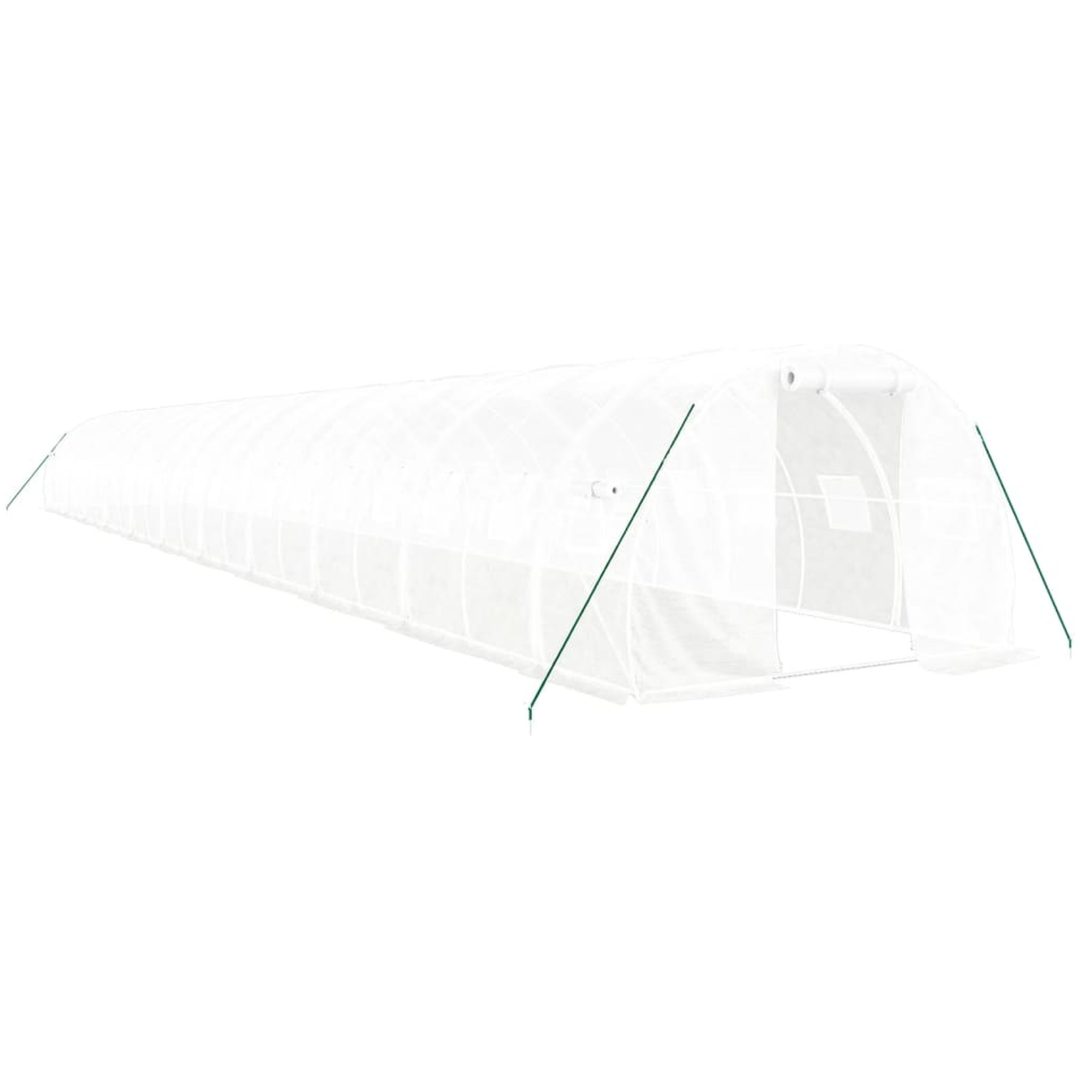 Växthus med stålram vit 66 m² vidaXL 22 x 3 x 2 m – bild 2