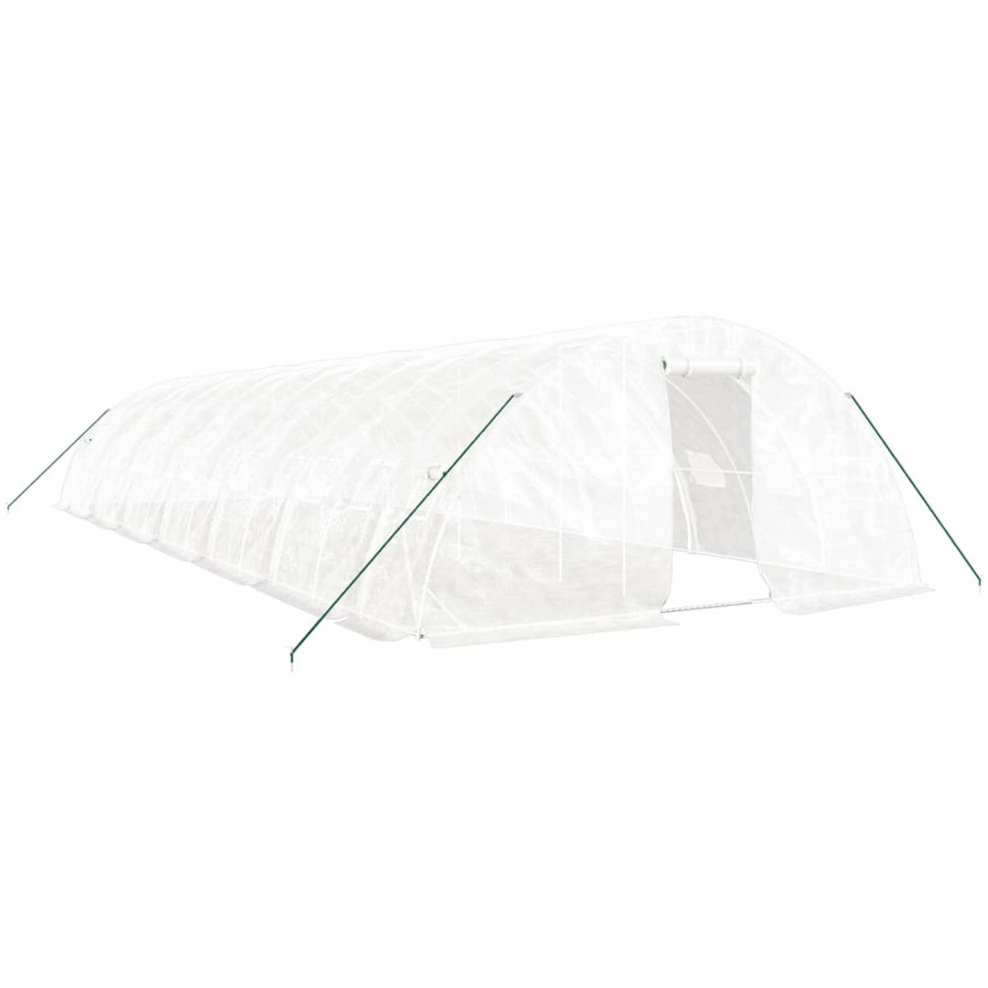 Växthus med stålram vit 70 m² vidaXL 14 x 5 x 2.3 m – bild 2