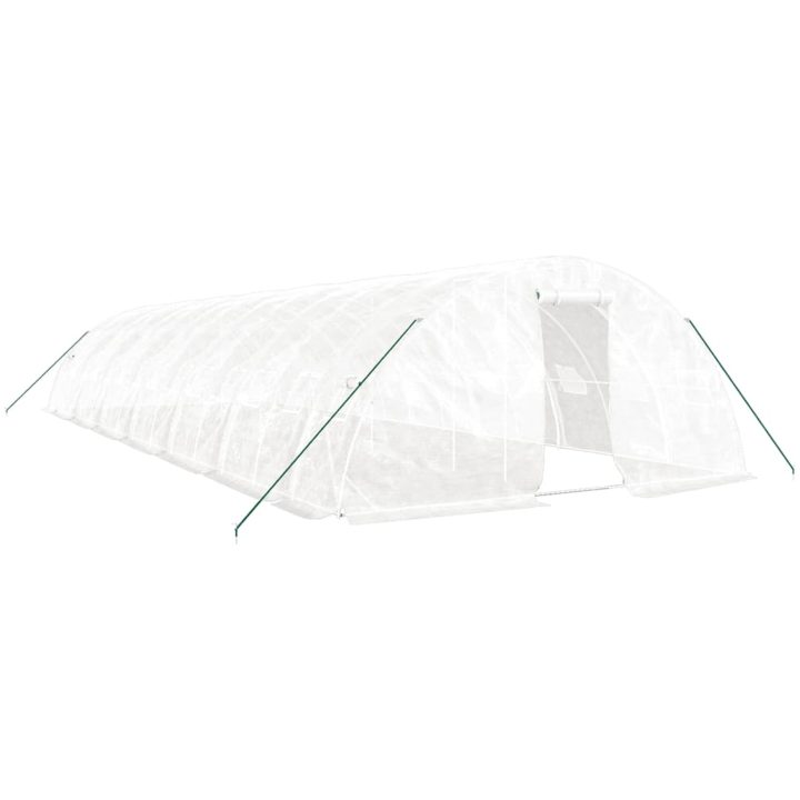 Växthus med stålram vit 70 m² vidaXL 14 x 5 x 2.3 m – bild 2