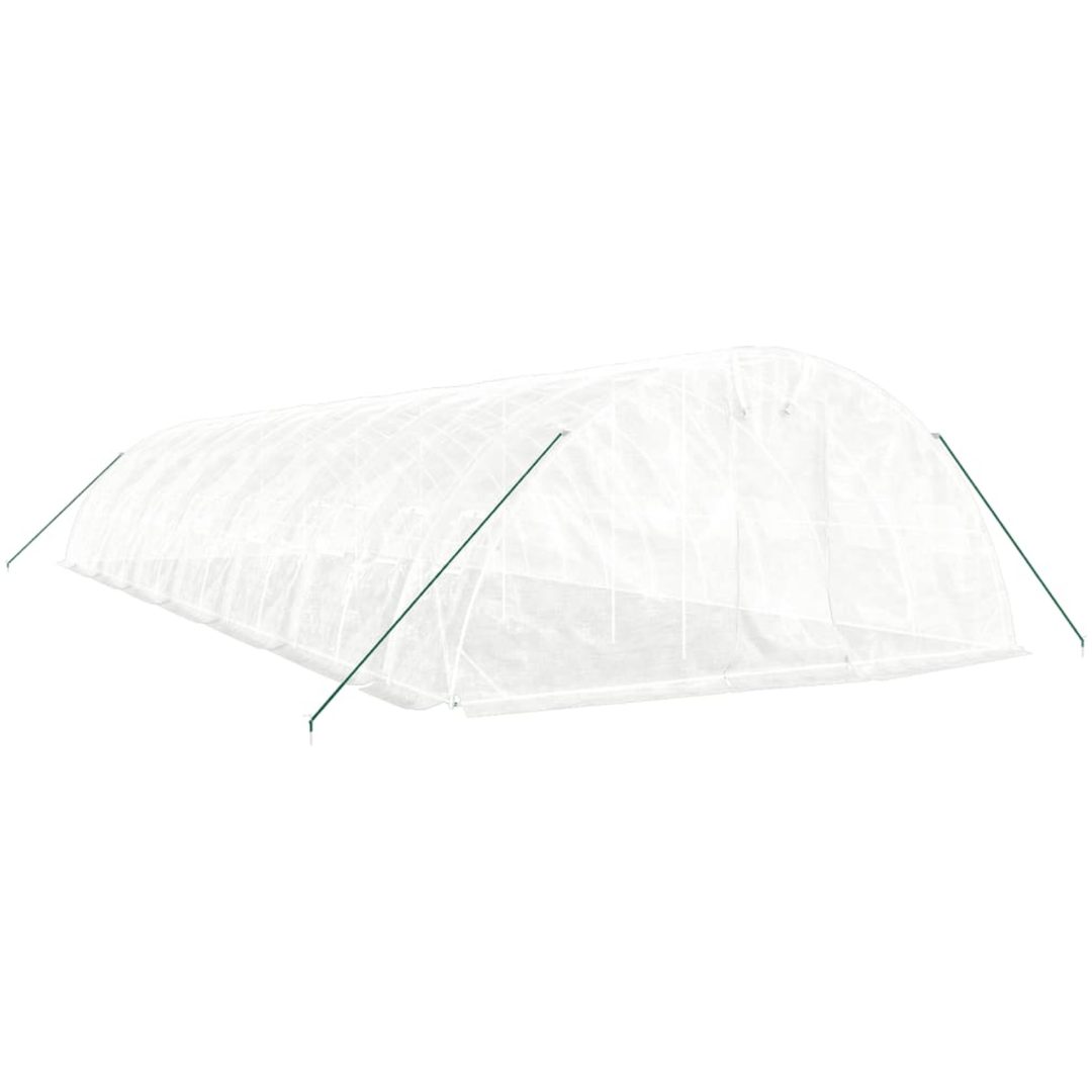Växthus med stålram vit 70 m² vidaXL 14 x 5 x 2.3 m – bild 3