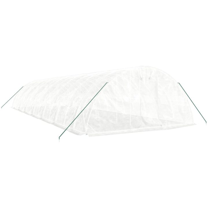 Växthus med stålram vit 70 m² vidaXL 14 x 5 x 2.3 m – bild 3