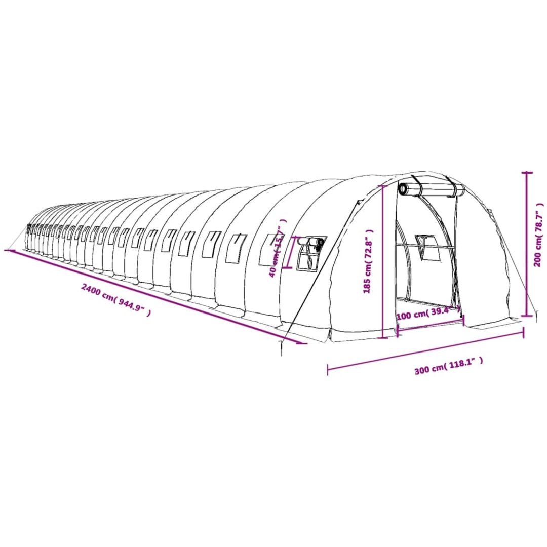 Växthus med stålram vit 72 m² vidaXL 24 x 3 x 2 m – bild 12